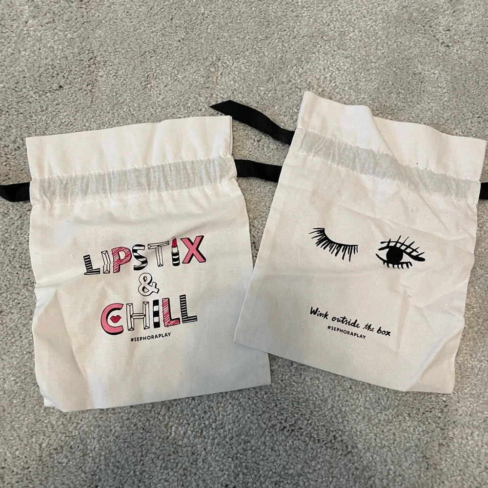 Sephora Play Bundle of 2 drawstring Bags..